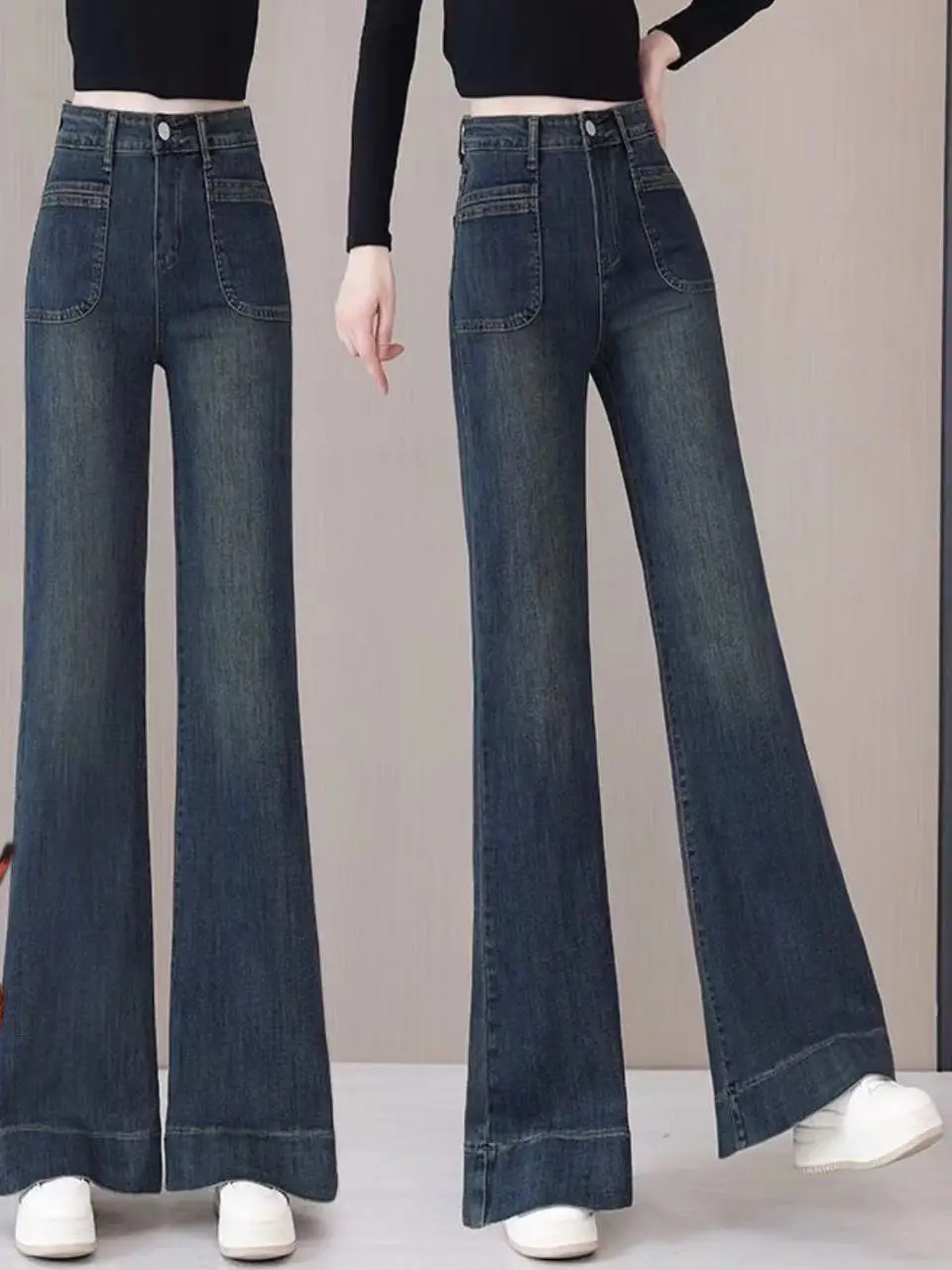 Thiened Fce Широкие джинсы с высокой талией, женские свободные расклешенные брюки длиной до пола, осень-зима, новые повседневные брюки...
Thiened Fce Широкие джинсы с высокой талией, женские свободные расклешенные брюки длиной до пола, осень-зима, новые повседневные брюки...