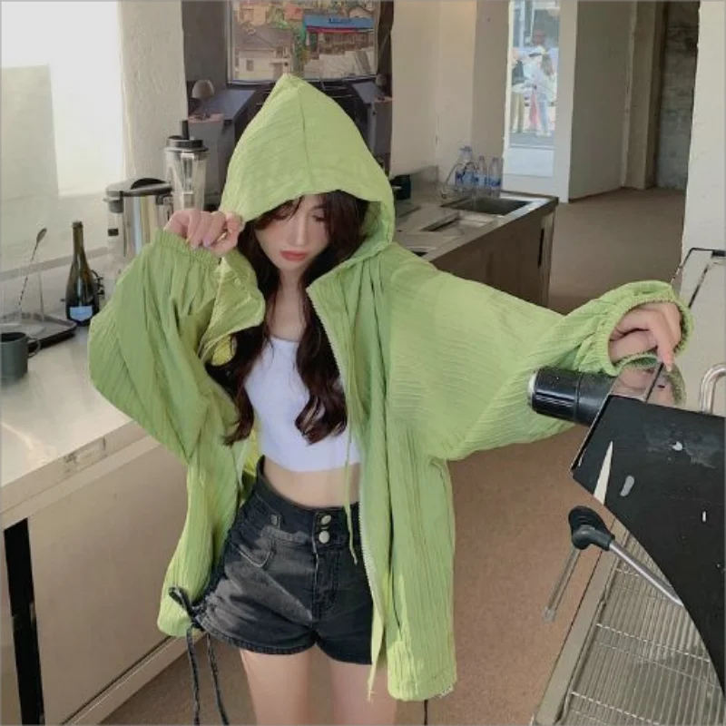 Spring Summer New Hooded Fashion Long Sleeve Cardigan Women High Street Breathable Zipper Patchwork Pockets Sunscreen Clothing
Spring Summer New Hooded Fashion Long Sleeve Cardigan Women High Street Breathable Zipper Patchwork Pockets Sunscreen Clothing