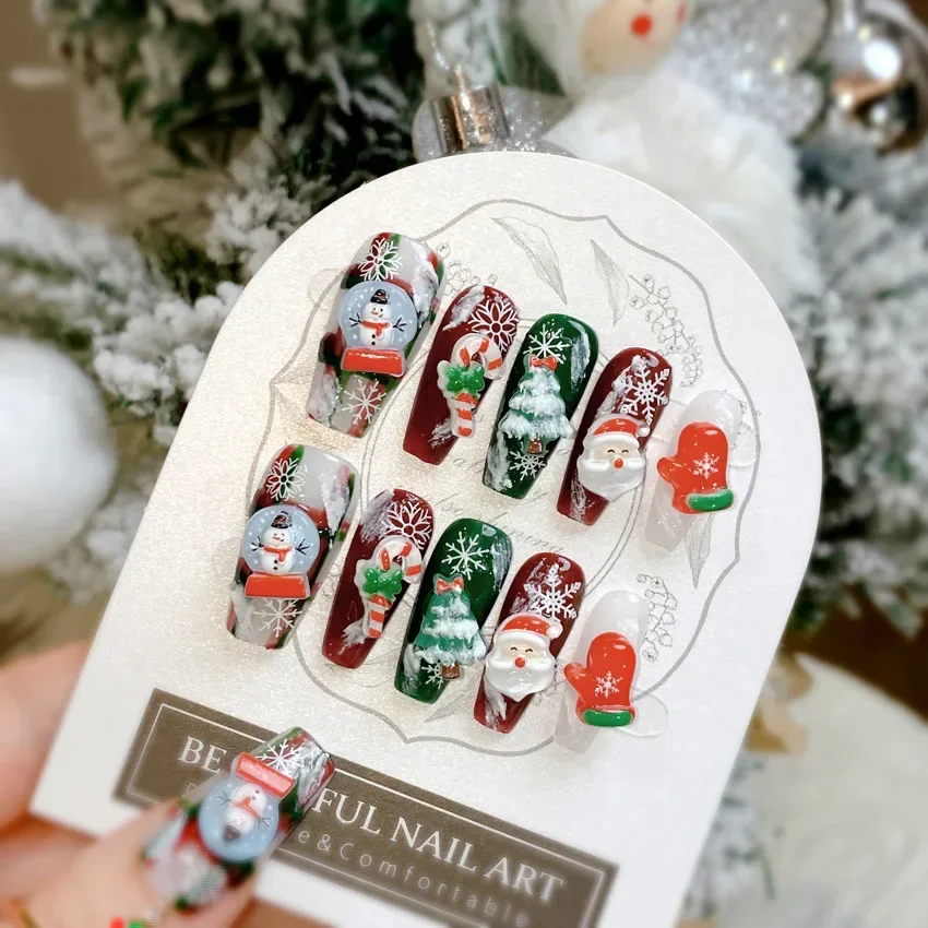 Christmas Decorative Press on Nails Phototherapy Hand-painted Snowflake Wearable Fake Nails with Glue Nail Tips Manicure 10pcs
Christmas Decorative Press on Nails Phototherapy Hand-painted Snowflake Wearable Fake Nails with Glue Nail Tips Manicure 10pcs