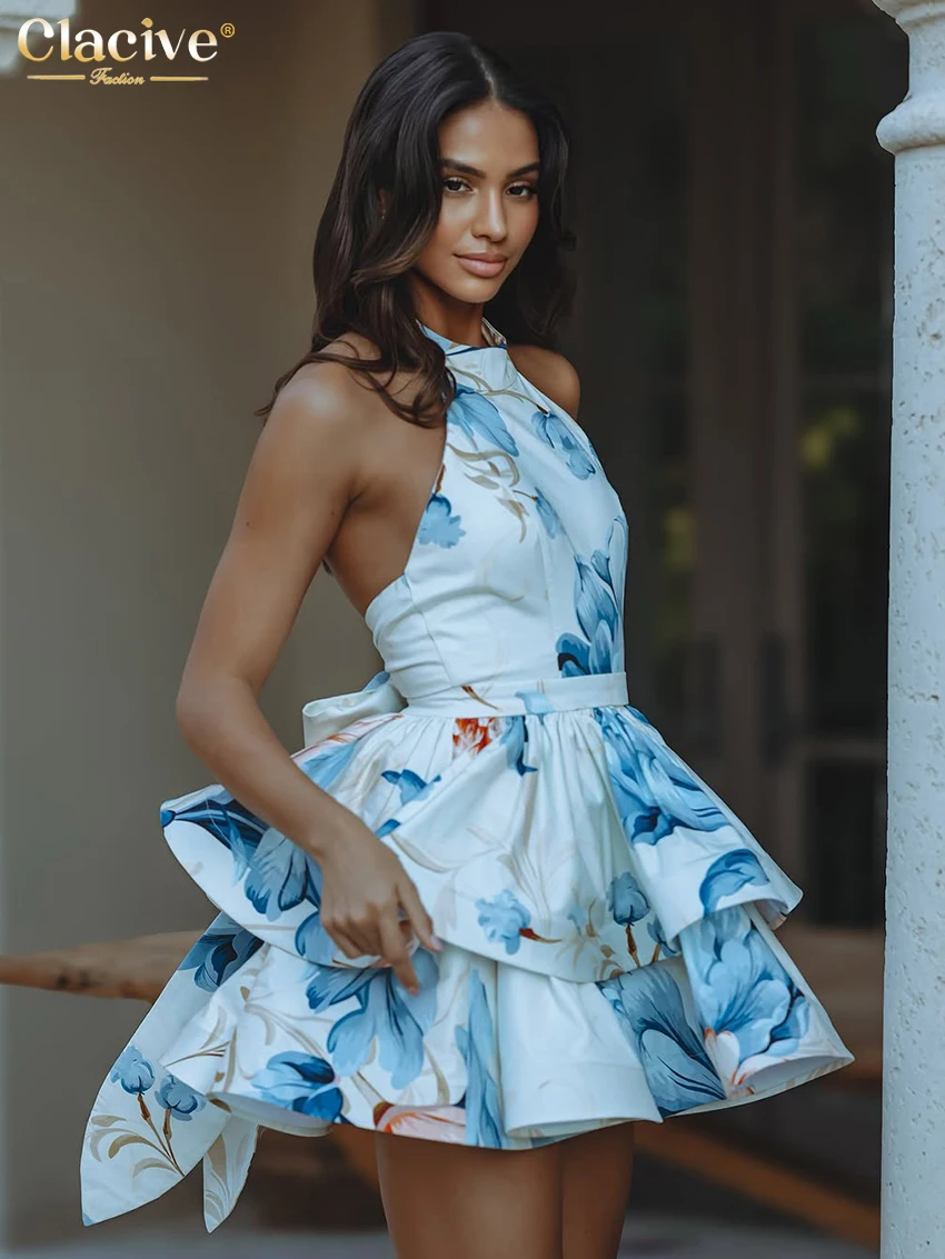 Clacive Summer Slim Print Women's Dress 2025 Fashion Halter Sleeveless Mini Dresses Elegant High Waist Pleated Female Dress
Clacive Summer Slim Print Women's Dress 2025 Fashion Halter Sleeveless Mini Dresses Elegant High Waist Pleated Female Dress