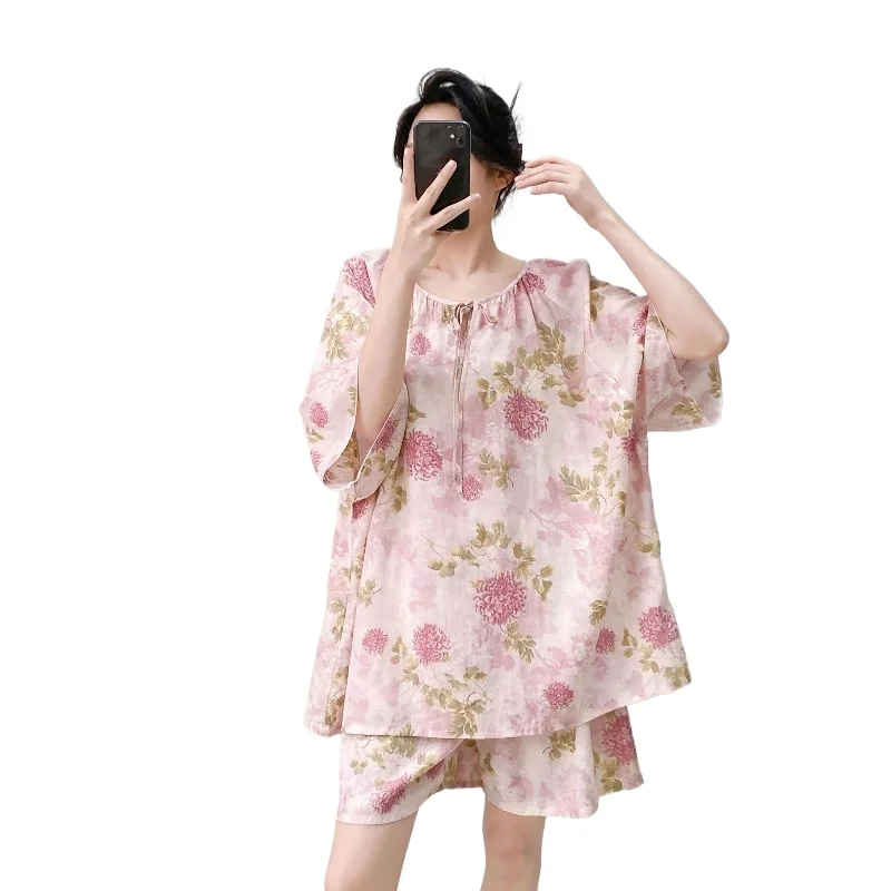 Women's Summer Thin Loungewear Foreign Style Spring Fall Suits Can Be Worn Outside New Chinese Style Cotton and Silk Pajamas
Women's Summer Thin Loungewear Foreign Style Spring Fall Suits Can Be Worn Outside New Chinese Style Cotton and Silk Pajamas