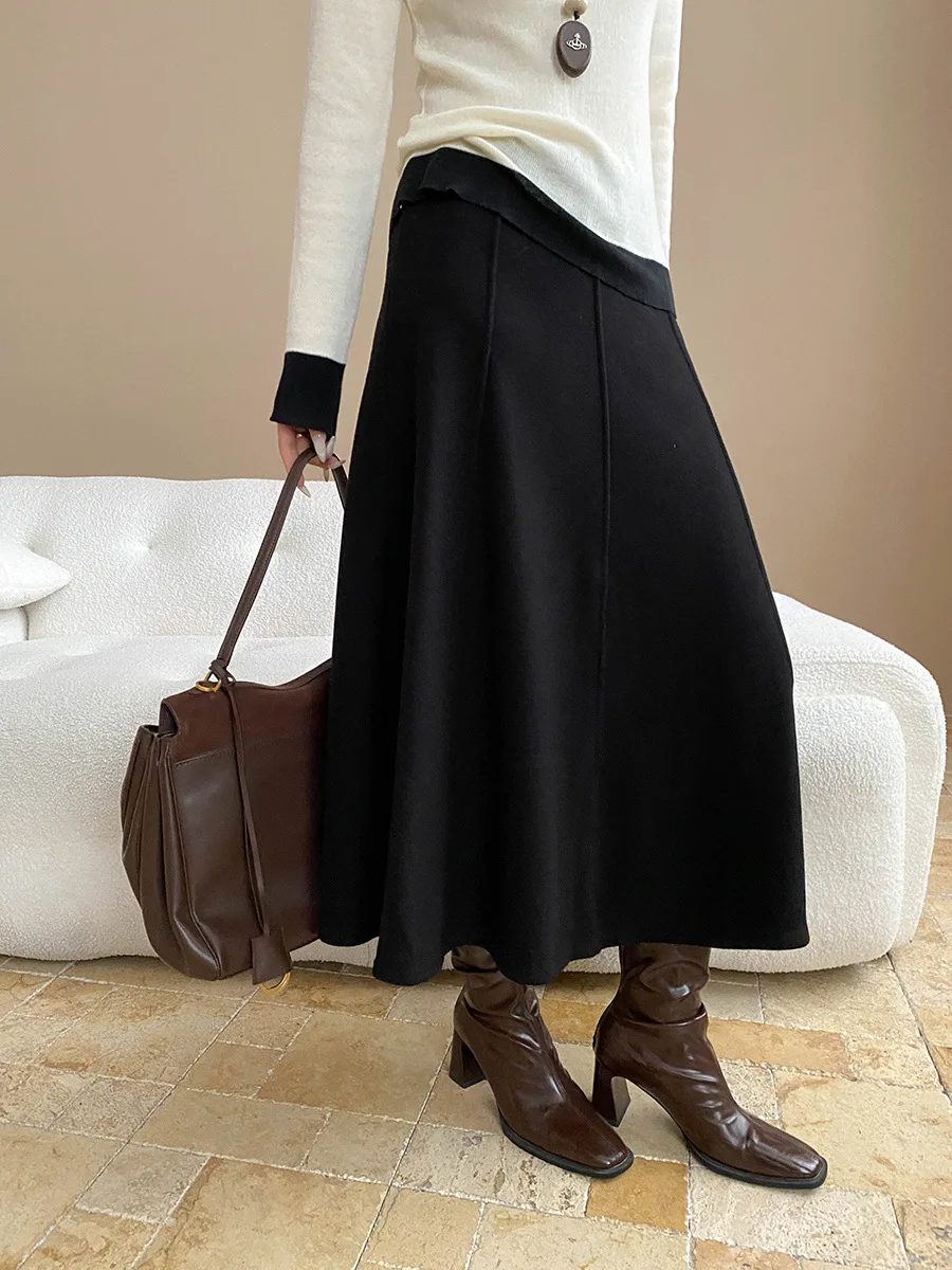 Women's casual solid color hanging feeling elastic high waist slimming loose A-line plus velvet skirt
Women's casual solid color hanging feeling elastic high waist slimming loose A-line plus velvet skirt