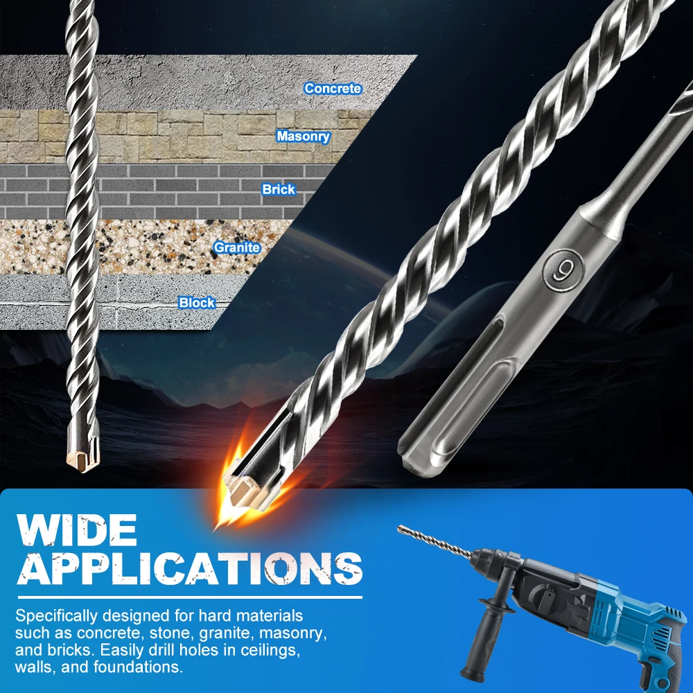BRSCHNITT Concrete Hammer Drill Bit for Concrete Masonry Granite Masonry Brick Carbide Tips SDS-Plus Carbide Drill Bits Set
BRSCHNITT Concrete Hammer Drill Bit for Concrete Masonry Granite Masonry Brick Carbide Tips SDS-Plus Carbide Drill Bits Set
