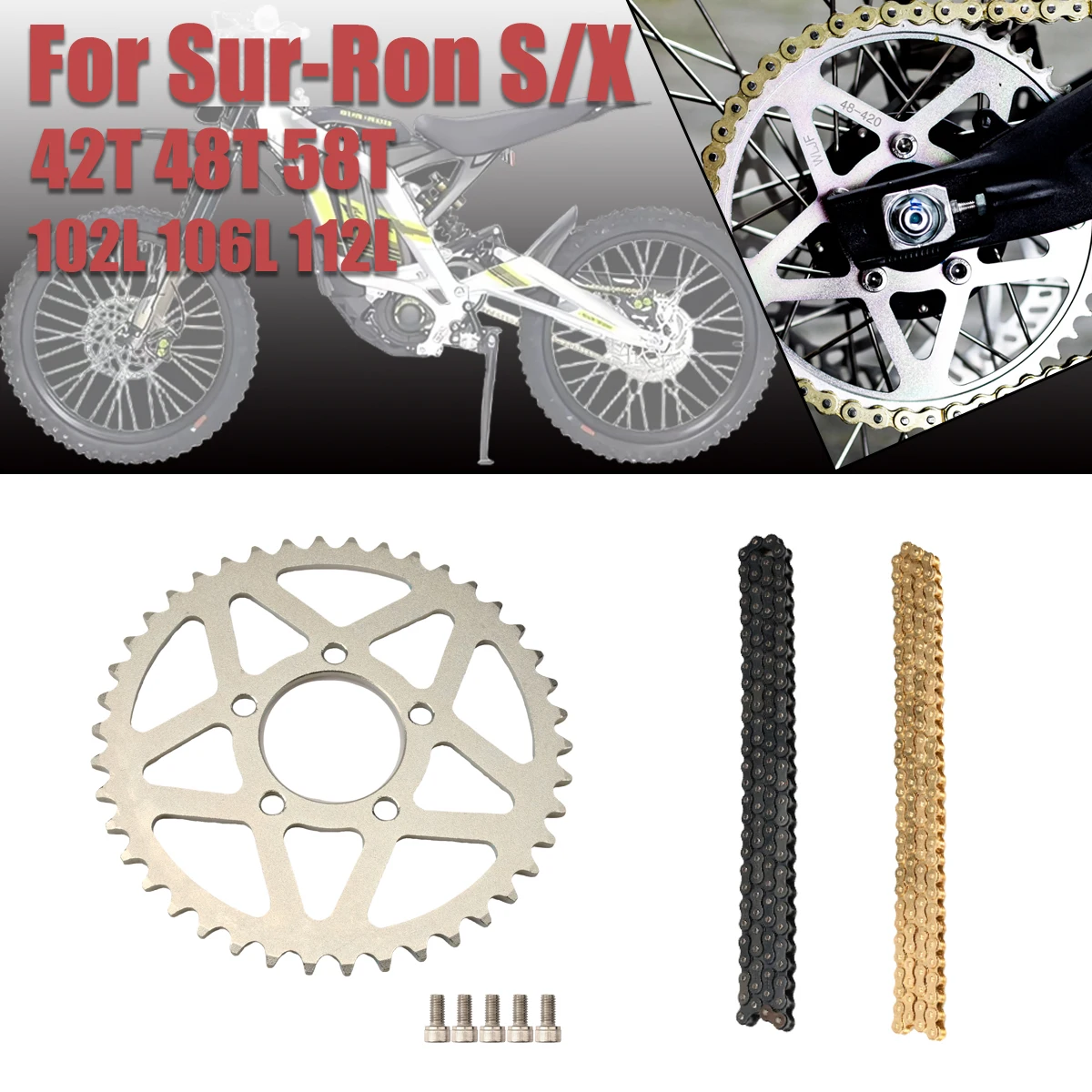 Motorcycle Rear 42T 48T 58T 102 106 112L For Sur Ron Sur-ron S X Light Bee Chain Sprocket Electric Motocross Dirt Bike Universal
Motorcycle Rear 42T 48T 58T 102 106 112L For Sur Ron Sur-ron S X Light Bee Chain Sprocket Electric Motocross Dirt Bike Universal