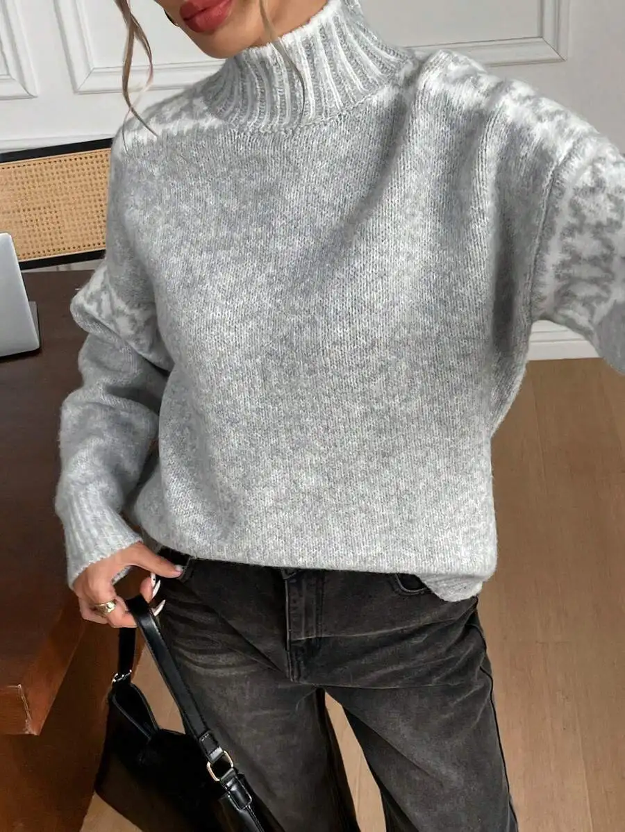 Womens Geometric Pattern Turtleneck Drop Shoulder Loose Sweater Autumn Winter
Womens Geometric Pattern Turtleneck Drop Shoulder Loose Sweater Autumn Winter