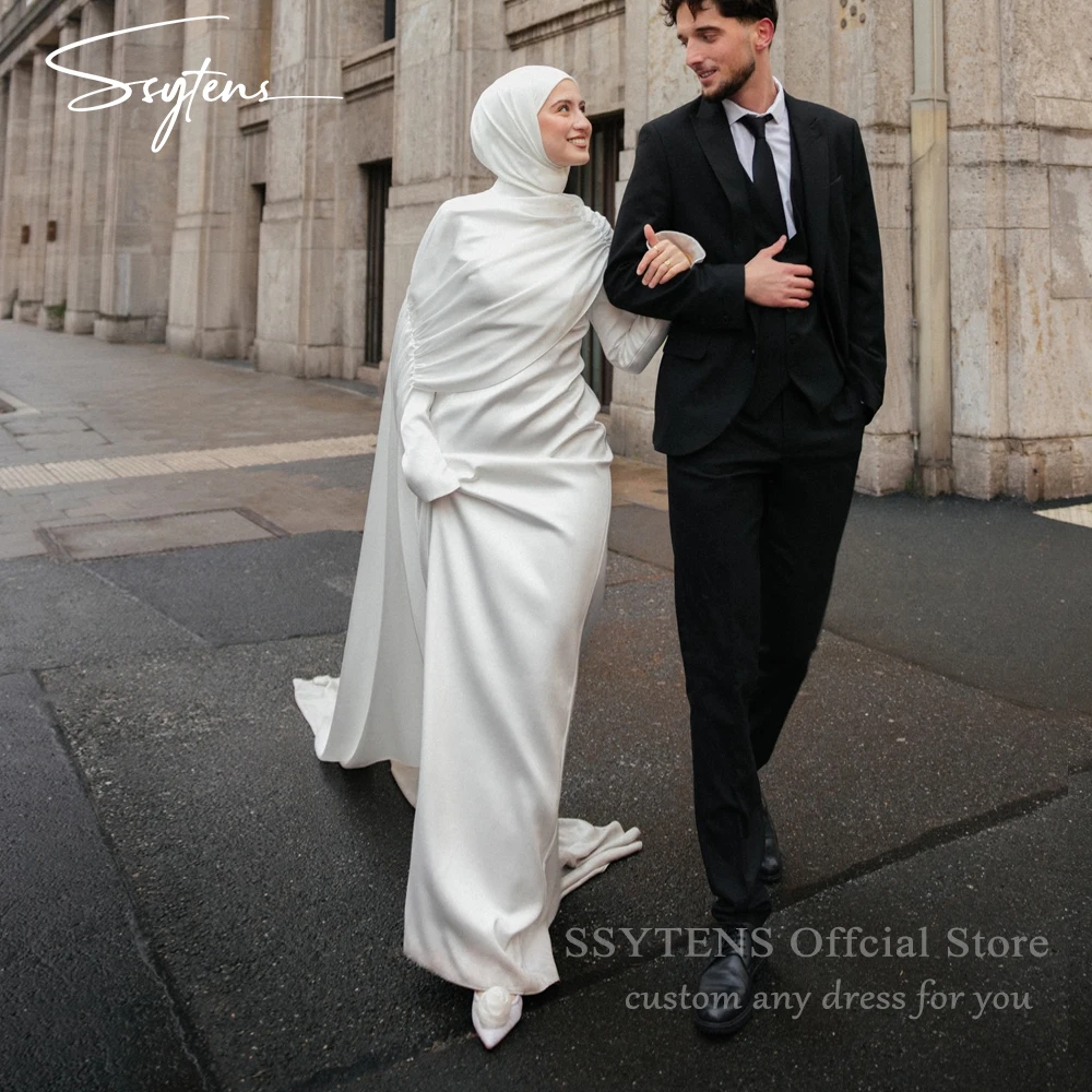 SSYTENS Modest White Muslim Wedding Dresses with Cape Customized Bride Dress Elegant Long Sleeves Woman Bride Civil Bridal Gowns
SSYTENS Modest White Muslim Wedding Dresses with Cape Customized Bride Dress Elegant Long Sleeves Woman Bride Civil Bridal Gowns