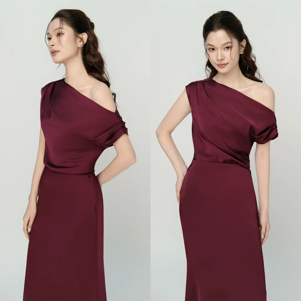 Customized Temperament Burgundy Satin Evening Dress Luxury One Shoulder Homecoming Dresses Modern Special Occasion Gowns
Customized Temperament Burgundy Satin Evening Dress Luxury One Shoulder Homecoming Dresses Modern Special Occasion Gowns