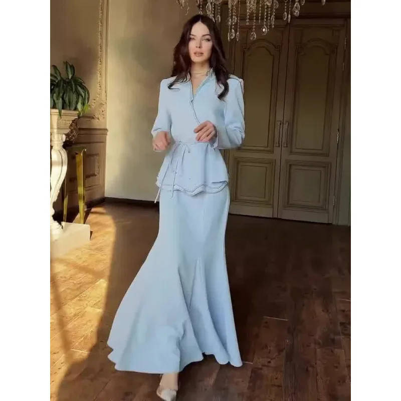 Coat Skirt Suit Women Party 2 Piece Sets Jacket Long Skirts Beading Lace Up Ensemble High Waist A Line Outfits Spring 2026
Coat Skirt Suit Women Party 2 Piece Sets Jacket Long Skirts Beading Lace Up Ensemble High Waist A Line Outfits Spring 2026