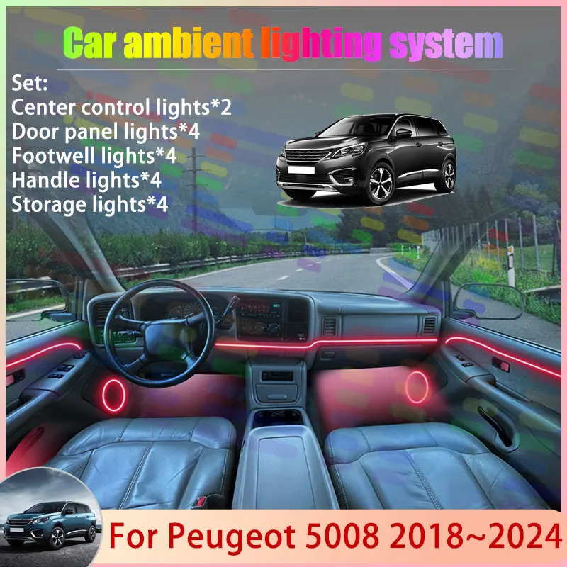 For Peugeot 5008 P87 2018~2024 2019 2020 2021 MK2 2/18 in 1 Car Atmosphere Light Lamp RGB Shade Ensemble Streamer Atmosphere Set
For Peugeot 5008 P87 2018~2024 2019 2020 2021 MK2 2/18 in 1 Car Atmosphere Light Lamp RGB Shade Ensemble Streamer Atmosphere Set