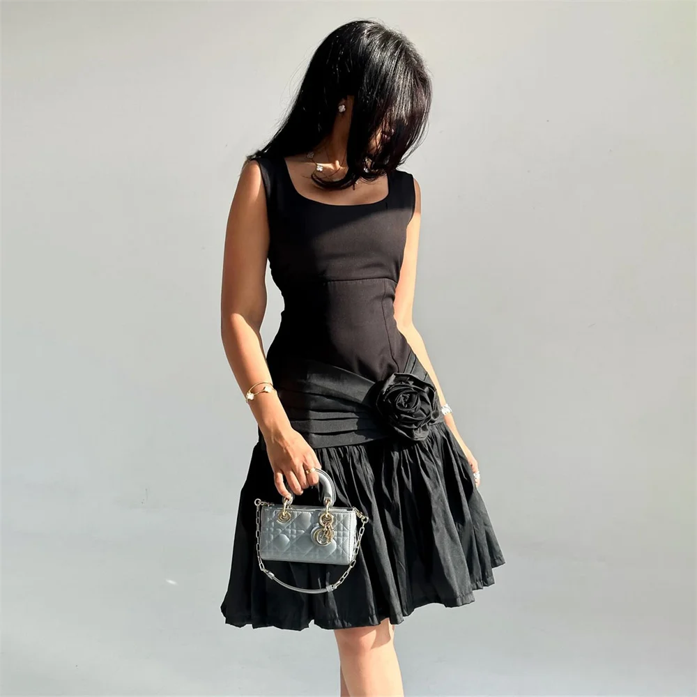 ROYET Square Neck Black Flower Pleat Mermaid Evening Dress Elegant Classic Style Mini Length Formal Prom Gown For Woman New 2024
ROYET Square Neck Black Flower Pleat Mermaid Evening Dress Elegant Classic Style Mini Length Formal Prom Gown For Woman New 2024