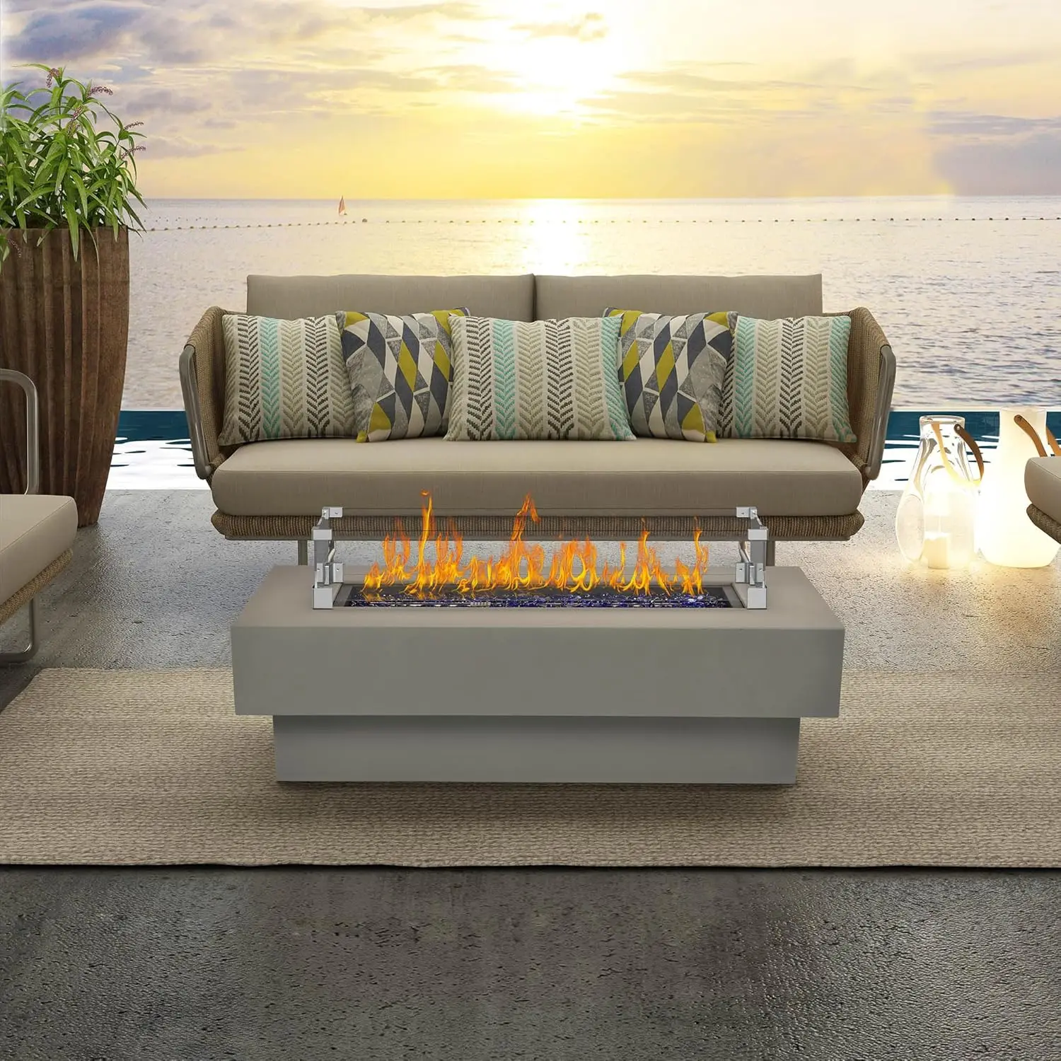 48in Propane Gas Fire Pit Table 50000BTU Low Profile Glass Wind Shield Lid Cover 10ft Hose Outdoor Customized
48in Propane Gas Fire Pit Table 50000BTU Low Profile Glass Wind Shield Lid Cover 10ft Hose Outdoor Customized