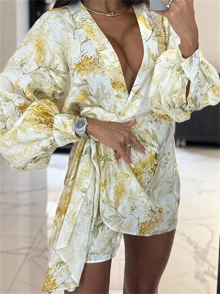 Tossy V-Neck Loose Lace-Up Mini Dress Women Printed Long Sleeve Patchwork Bandage Contrast Dress Women's Summer Bodycon Dress
Tossy V-Neck Loose Lace-Up Mini Dress Women Printed Long Sleeve Patchwork Bandage Contrast Dress Women's Summer Bodycon Dress
