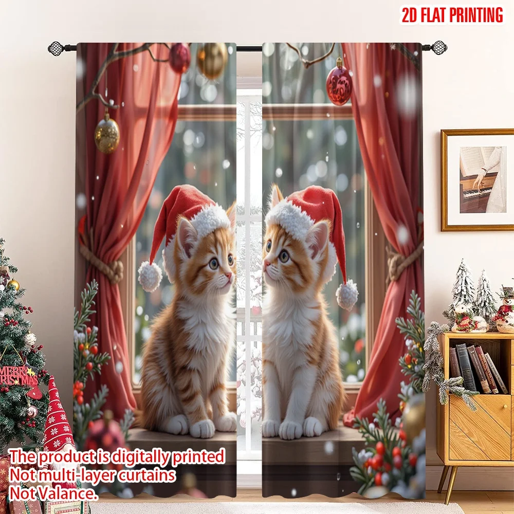 2pcs 2D flat printing Merry Christmas Scene Curtains Cute Kittens Christmas Scene 100% Polyester Without Electricity Festive
2pcs 2D flat printing Merry Christmas Scene Curtains Cute Kittens Christmas Scene 100% Polyester Without Electricity Festive