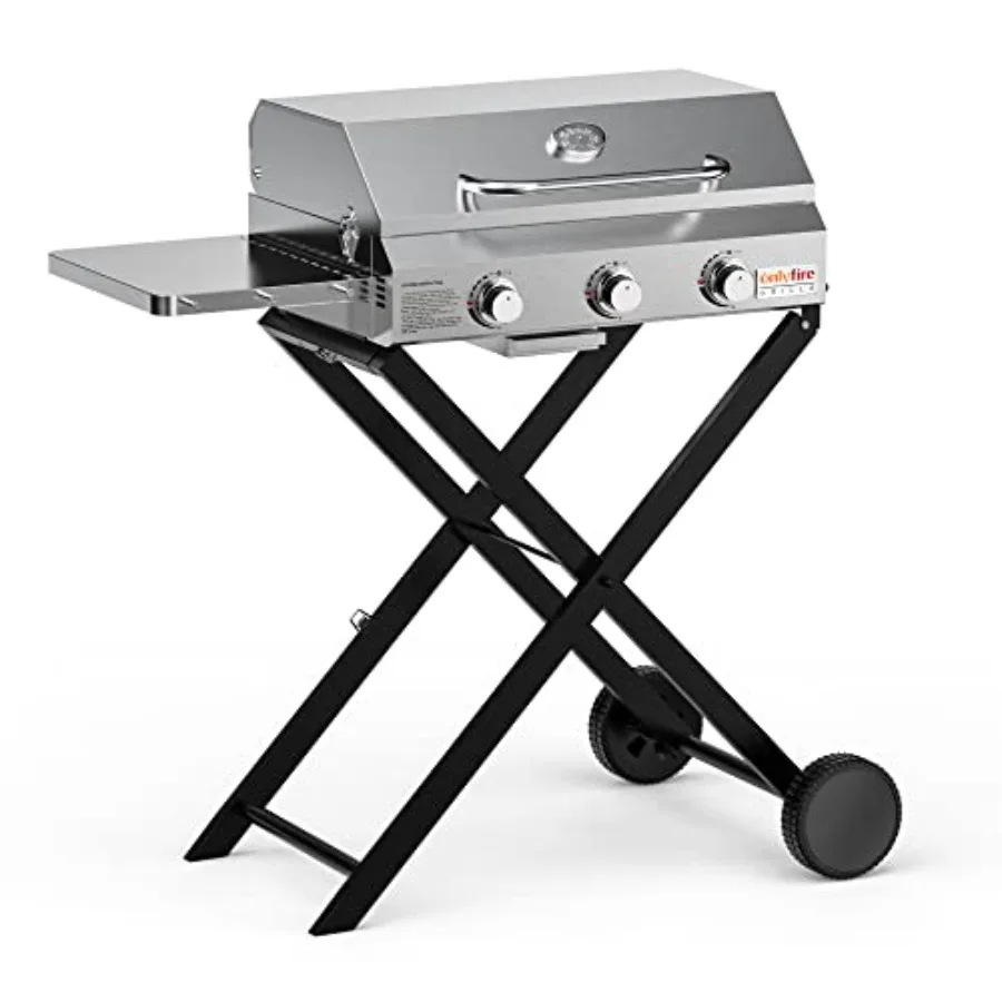 BBQ Gas Grill 3-Burner with Foldable Cart and Side Table, Premium Portable Propane Grill with 22" Cooking Grate for Outdoor Pat
BBQ Gas Grill 3-Burner with Foldable Cart and Side Table, Premium Portable Propane Grill with 22" Cooking Grate for Outdoor Pat