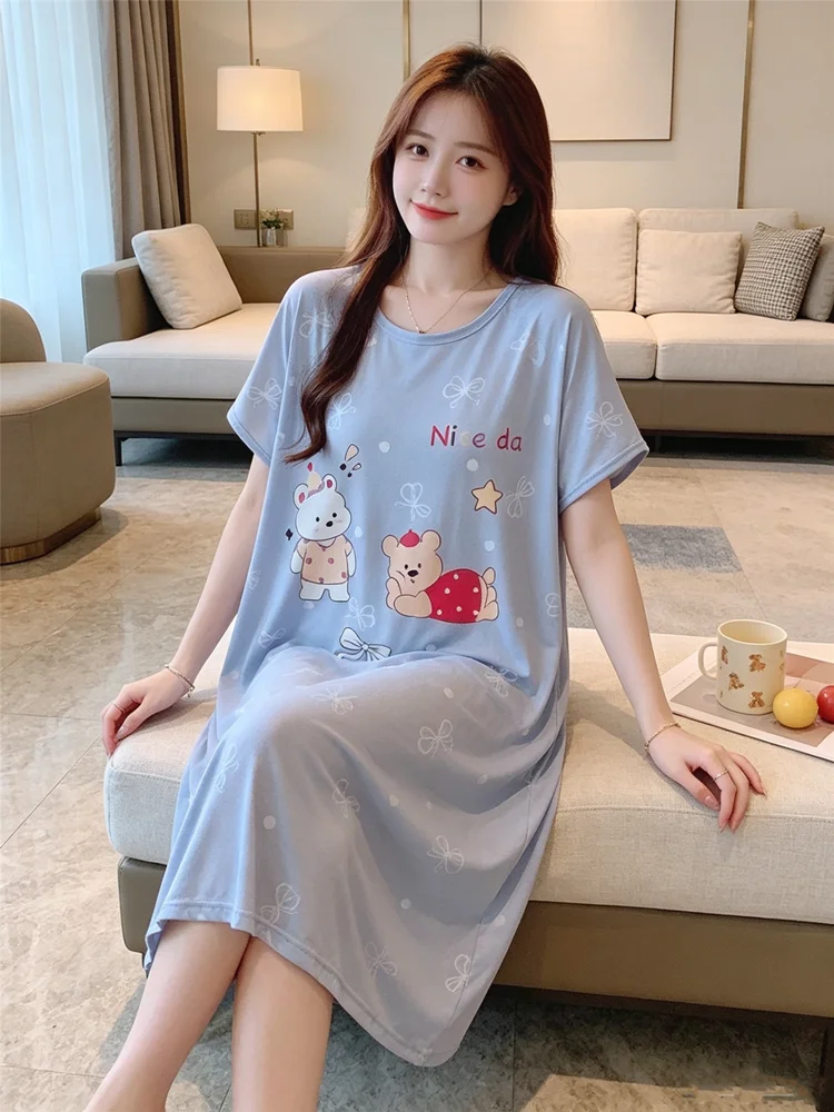 Women's Sleep Dress Soft Modal Nightdress Nighties For Womens Summer New Cartoon Nightgowns Princess Pajama Dress Nightwear
Women's Sleep Dress Soft Modal Nightdress Nighties For Womens Summer New Cartoon Nightgowns Princess Pajama Dress Nightwear