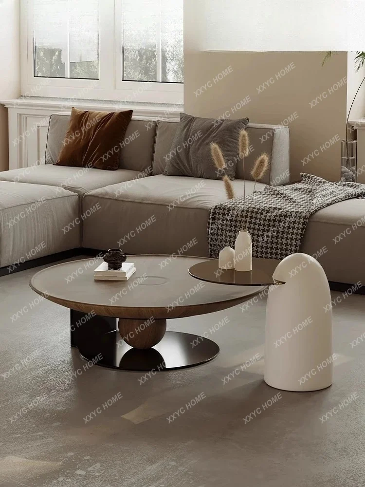 L light luxury walnut leather round coffee table small apartment wabi sabi wind coffee table
L light luxury walnut leather round coffee table small apartment wabi sabi wind coffee table