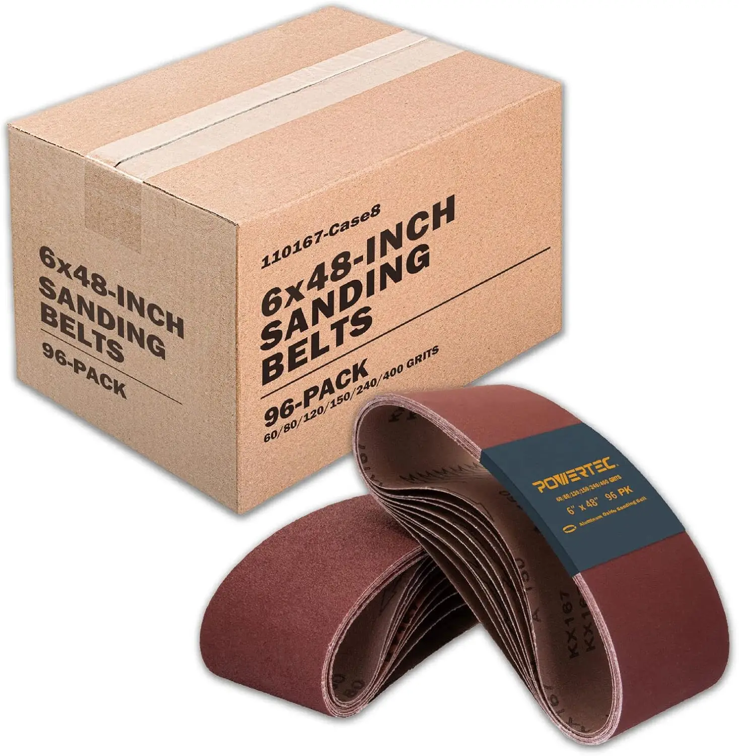 110167 6 x 48 Inch Sanding Belts, 96PK,16 Each of 60/80/ 120/150/240/400 Grits, Aluminum Oxide Belt Sander Sanding Belt Assortme
110167 6 x 48 Inch Sanding Belts, 96PK,16 Each of 60/80/ 120/150/240/400 Grits, Aluminum Oxide Belt Sander Sanding Belt Assortme