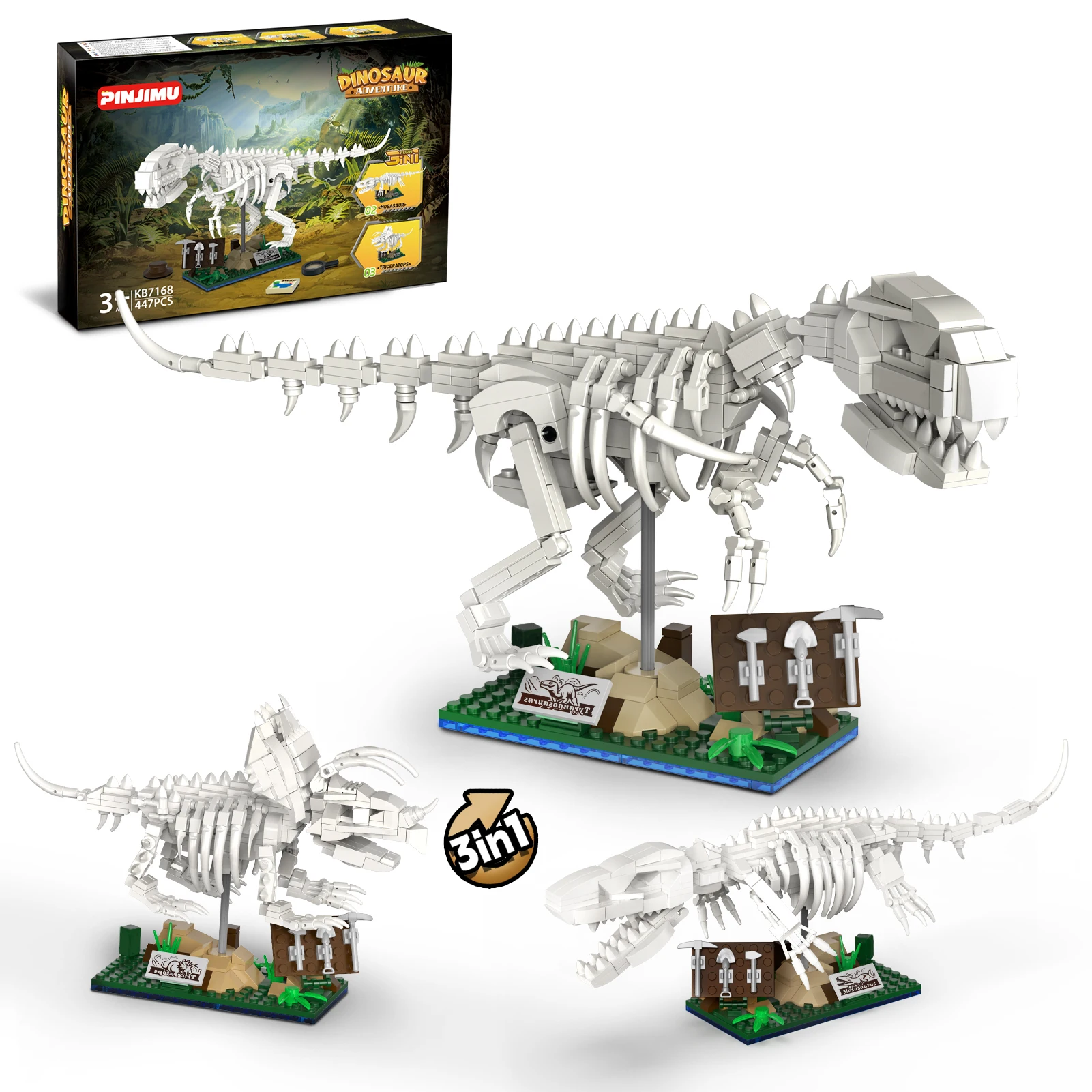 Ancient Fossil Dinosaur Deformation Three in One Model Building Block Tyrannosaurus Rex Simulation Set Assembled Children's Toys
Ancient Fossil Dinosaur Deformation Three in One Model Building Block Tyrannosaurus Rex Simulation Set Assembled Children's Toys