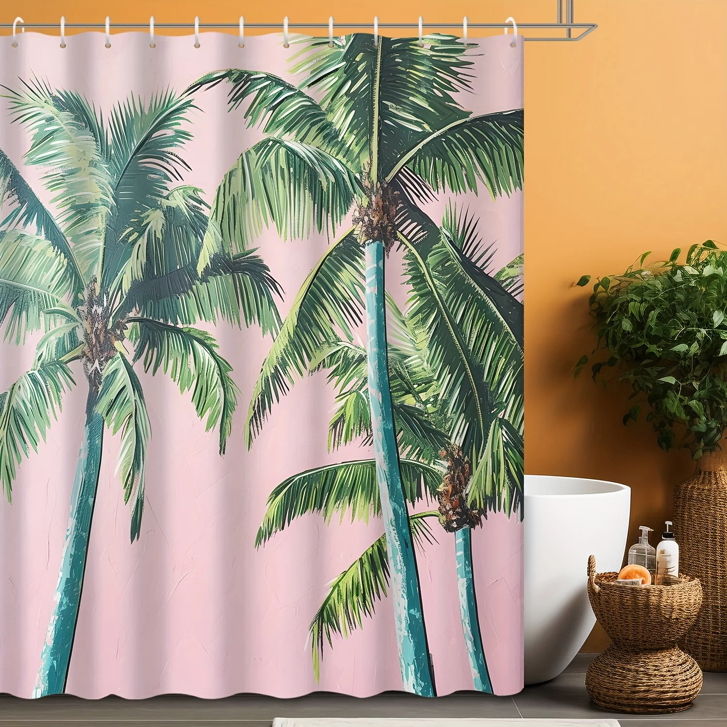 Pink Palm Tree Shower Curtain, Tropical Beach Vibes Bathroom Decor, Summer Green Leaves Bath Curtain, Waterproof Polyester
Pink Palm Tree Shower Curtain, Tropical Beach Vibes Bathroom Decor, Summer Green Leaves Bath Curtain, Waterproof Polyester