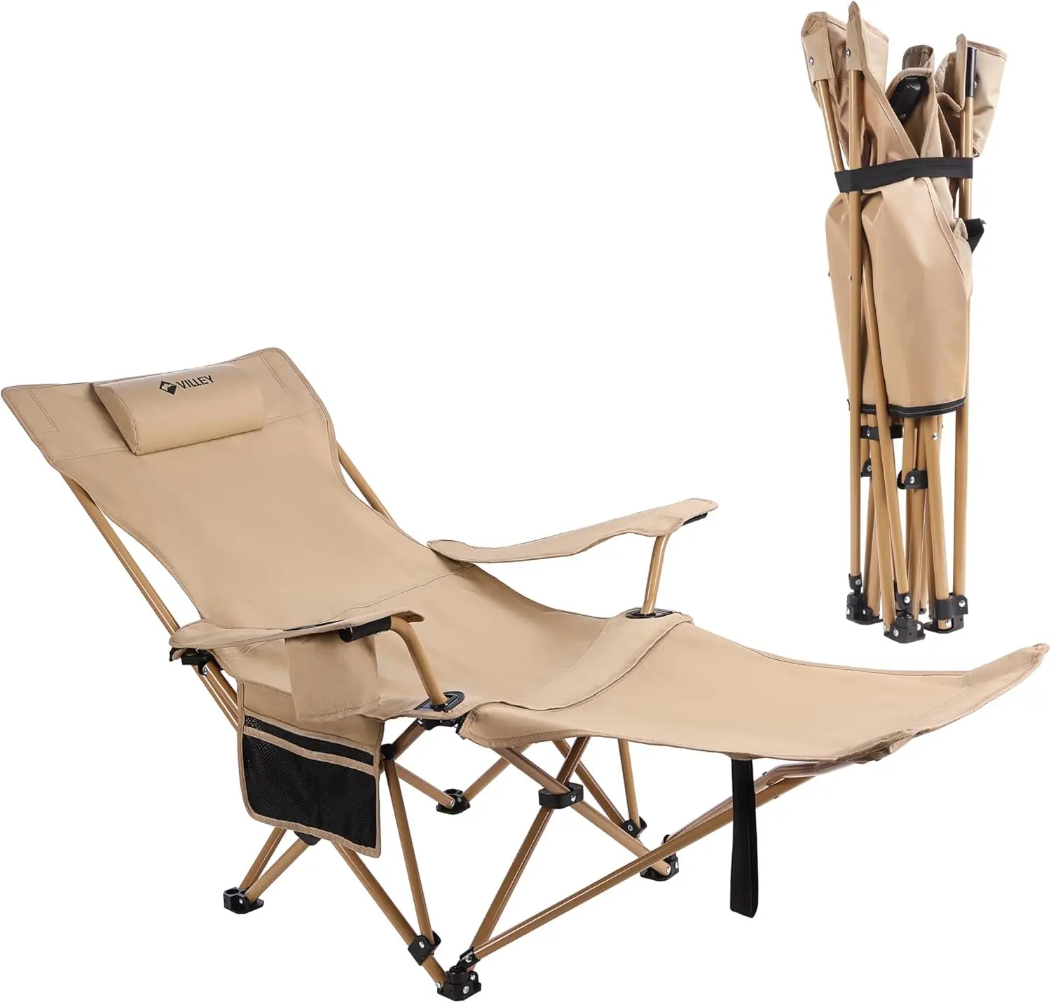 Reclining Camping Lounge Chair Adjustable Foldable with Removable Footrest, Headrest & Storage Bag, Supports 330 LBS Beige
Reclining Camping Lounge Chair Adjustable Foldable with Removable Footrest, Headrest & Storage Bag, Supports 330 LBS Beige