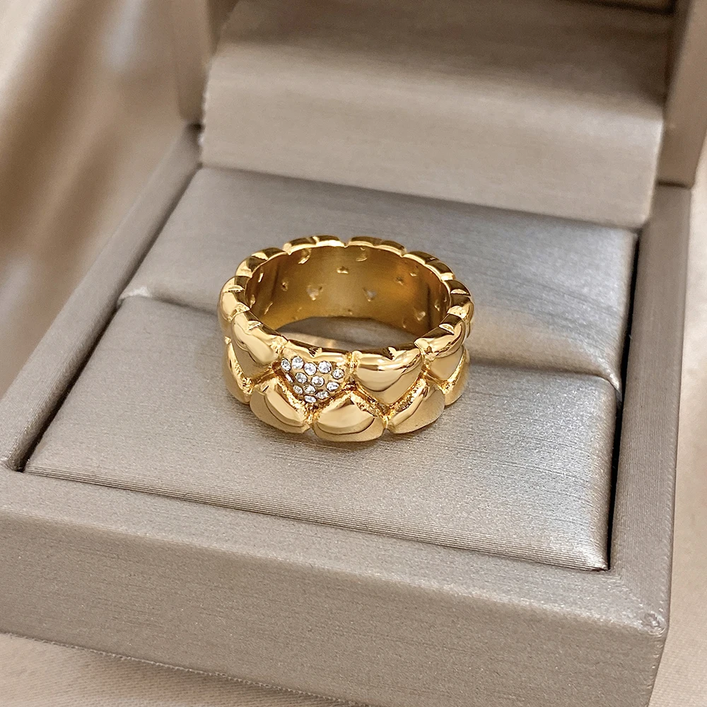 DODOHAO Romantic Double Row Heart Splicing Stainless Steel Ring for Women Zircon Golden Waterproof Necklace Non Fade Jewelry New
DODOHAO Romantic Double Row Heart Splicing Stainless Steel Ring for Women Zircon Golden Waterproof Necklace Non Fade Jewelry New