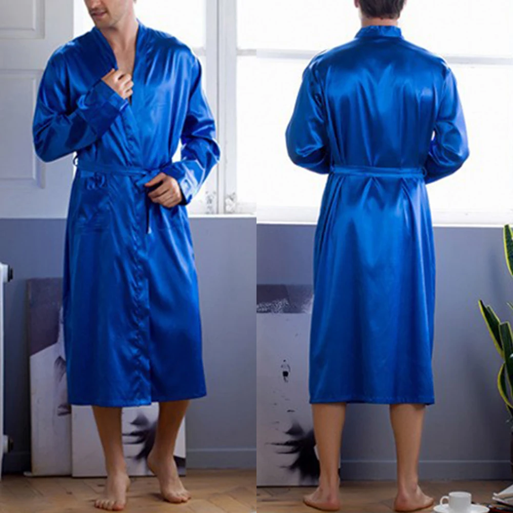 Sleepwear Mens Nightgown Pocket Robe Nightwear Satin Kimono Simulation Silk Bathrobe Comfort Daily Fashionable
Sleepwear Mens Nightgown Pocket Robe Nightwear Satin Kimono Simulation Silk Bathrobe Comfort Daily Fashionable