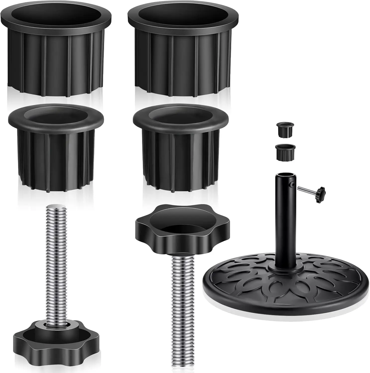 6-Piece Patio Umbrella Base Hole Ring Cover Cap Stand Replacement Screw Parts with M8 Thread Knob
6-Piece Patio Umbrella Base Hole Ring Cover Cap Stand Replacement Screw Parts with M8 Thread Knob