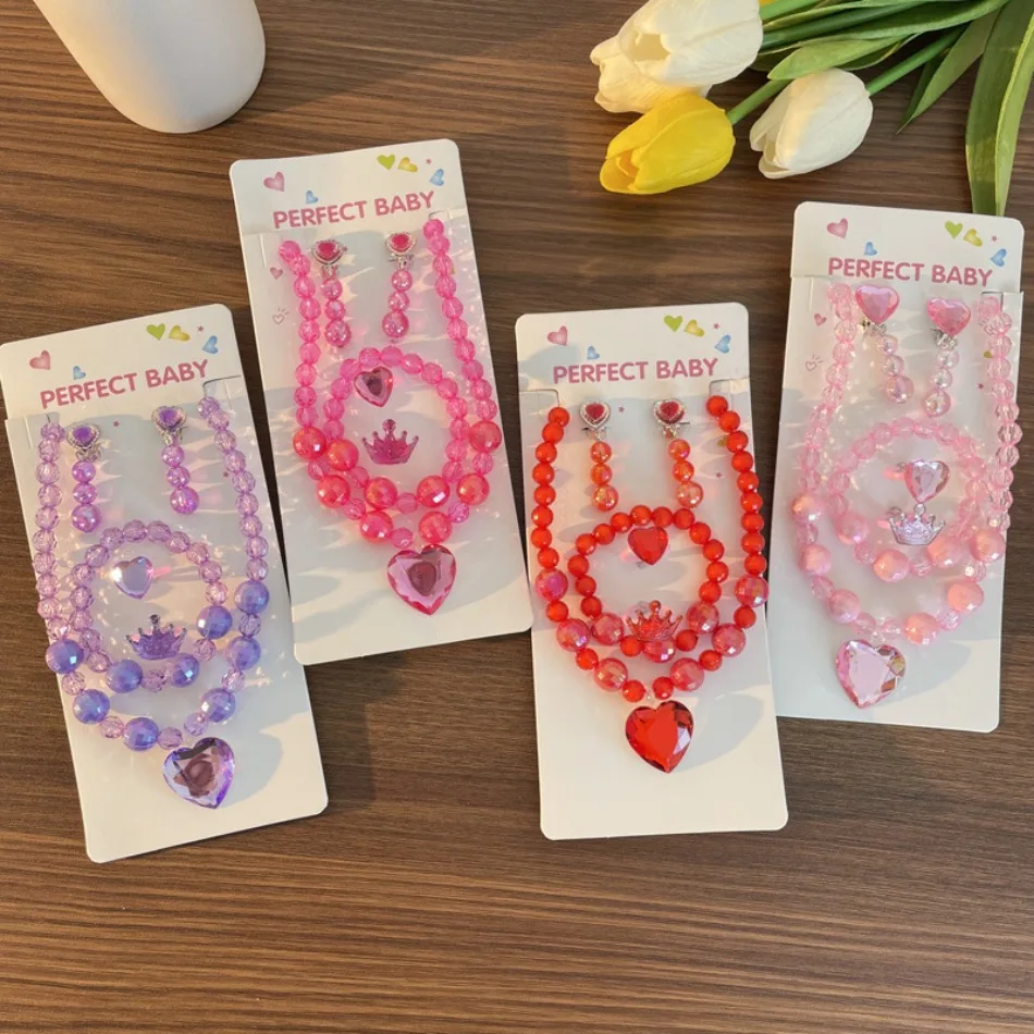 Kids Princess Jewelry Set Beaded Necklace Bracelet Heart Rhinestone Ear Clip Crown Pendant Girls Dress Birthday Party Gift ZX07
Kids Princess Jewelry Set Beaded Necklace Bracelet Heart Rhinestone Ear Clip Crown Pendant Girls Dress Birthday Party Gift ZX07