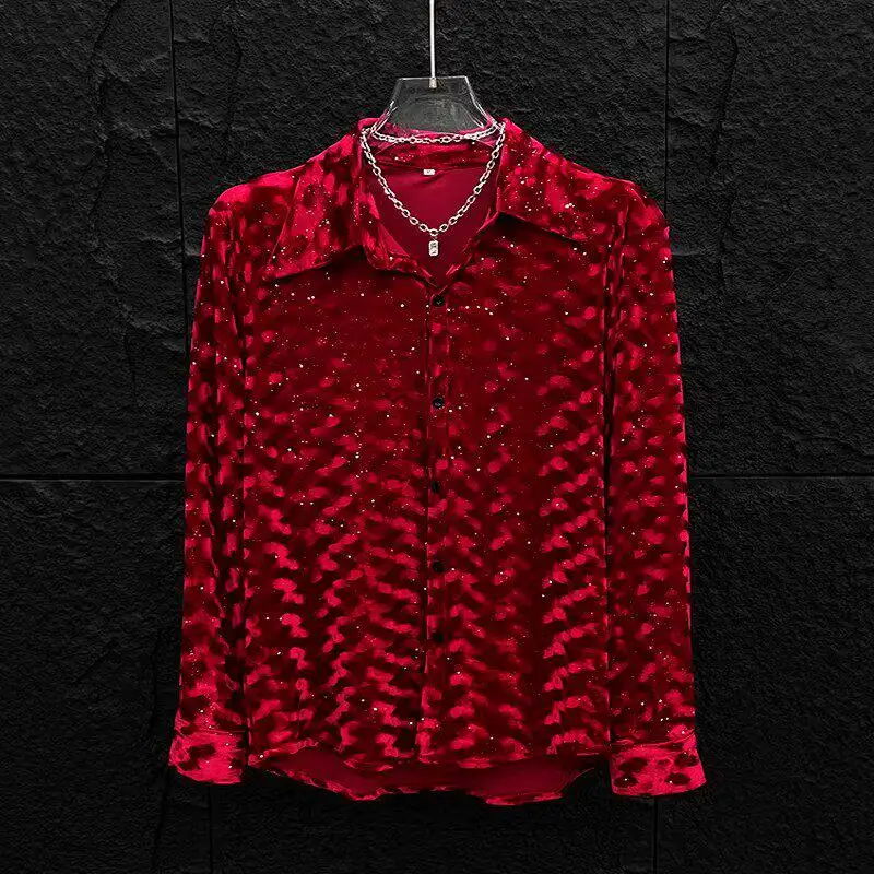 Men's Velvet Jacquard Sequin Shirt 2026 Spring New American Casual Fashion High Street Male Stage Performance Shiny Shirts
Men's Velvet Jacquard Sequin Shirt 2026 Spring New American Casual Fashion High Street Male Stage Performance Shiny Shirts
