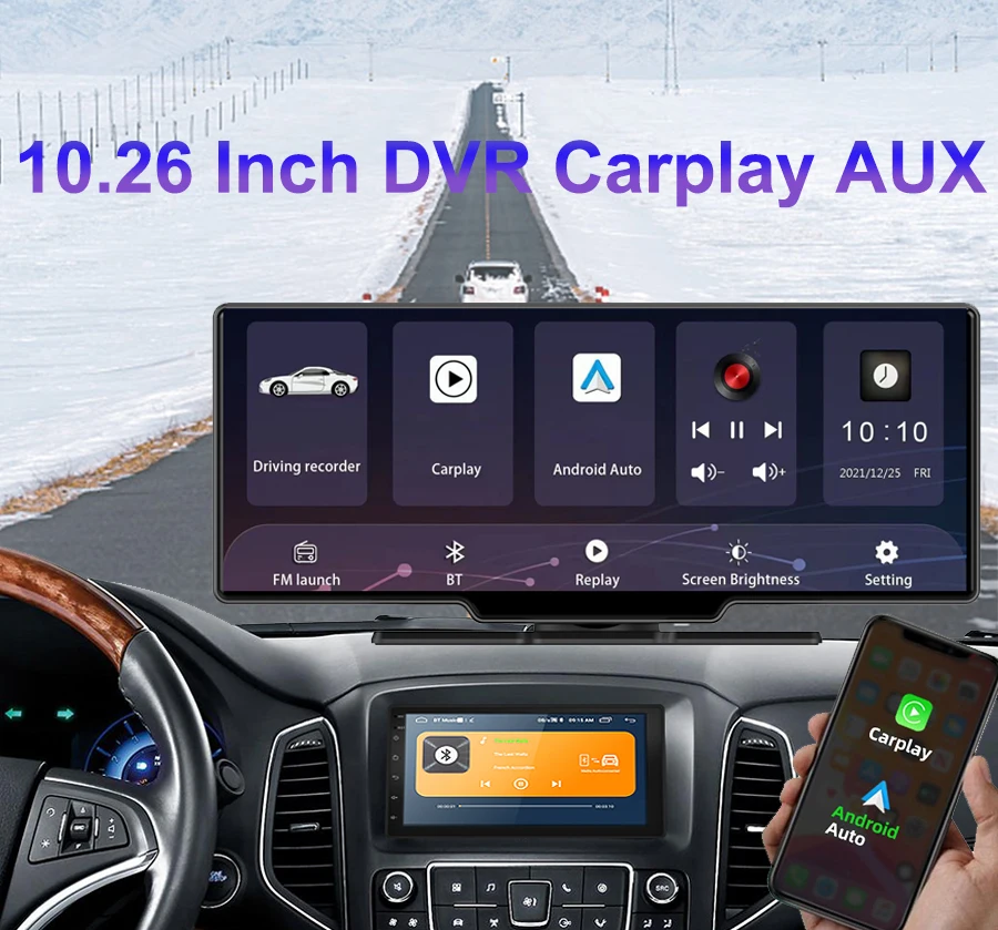 10.26“ Apple Carplay wireless Bluetooth Android Auto Multimedia Player rear camera Dashboard GPS WIFI APP Control Mirror Link
10.26“ Apple Carplay wireless Bluetooth Android Auto Multimedia Player rear camera Dashboard GPS WIFI APP Control Mirror Link