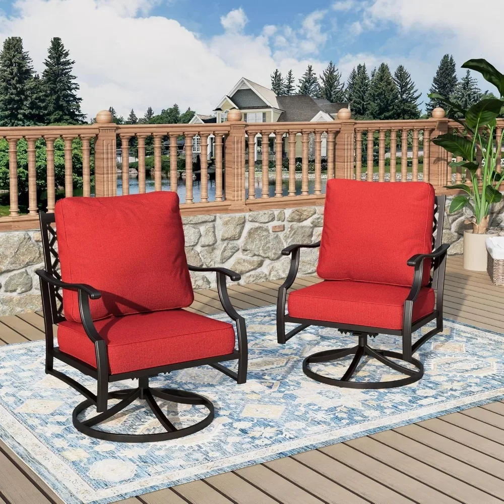 Swivel Patio Chairs Set of 2, High Back Outdoor Swivel Patio Metal Chairs with 5.75" Thick Cushions ,Sun Loungers
Swivel Patio Chairs Set of 2, High Back Outdoor Swivel Patio Metal Chairs with 5.75" Thick Cushions ,Sun Loungers