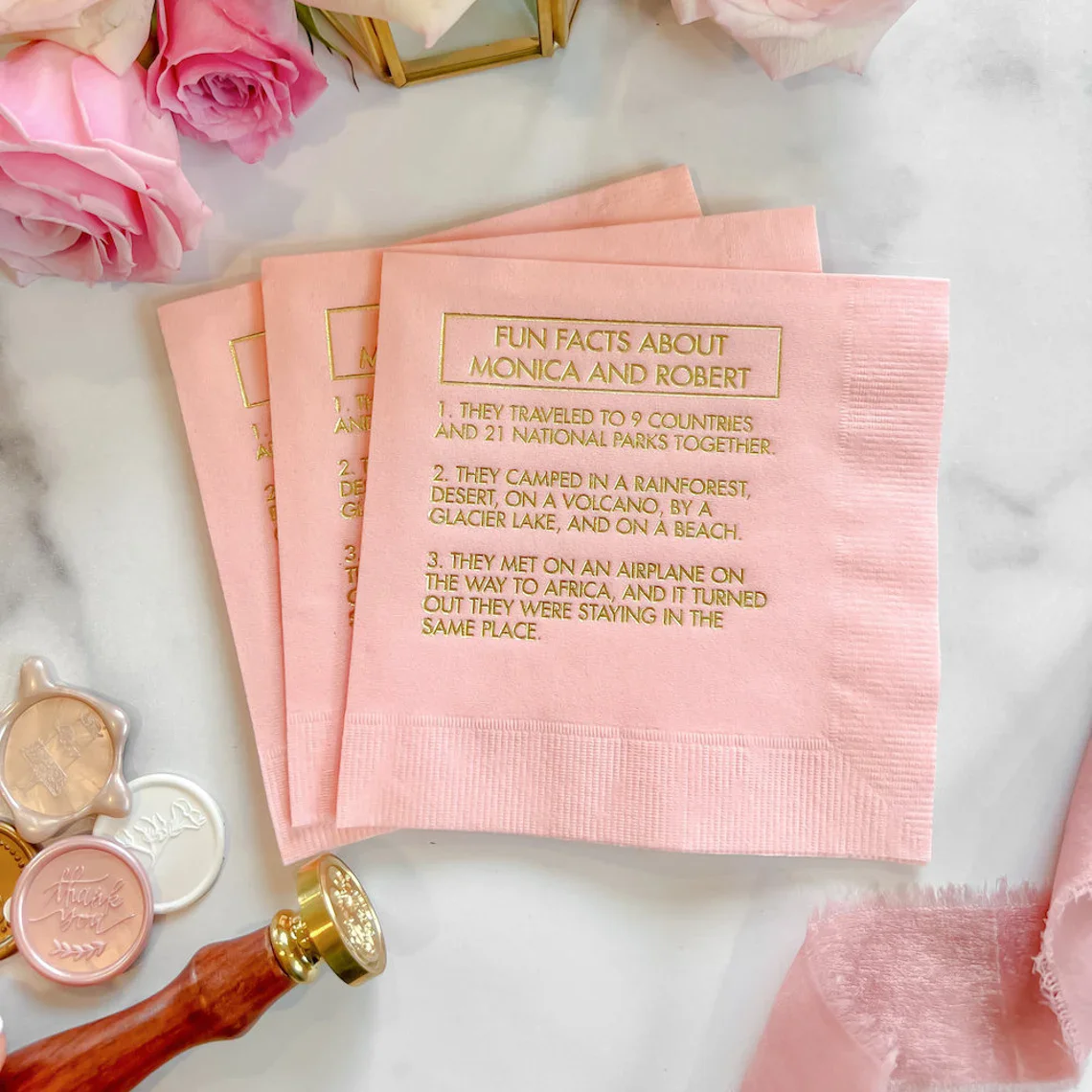 Fun Facts Personalized Wedding Napkins - Bridal Shower - Rehearsal Dinner - Engagement Party Napkins - Wedding Bar Napkins
Fun Facts Personalized Wedding Napkins - Bridal Shower - Rehearsal Dinner - Engagement Party Napkins - Wedding Bar Napkins