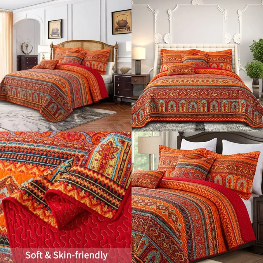 Cotton Quilts Queen Size Set - Lightweight Bedspreads Queen Size - Soft Colorful Orange Quilted Quilt Bedding Sets 90 98 Inch w
Cotton Quilts Queen Size Set - Lightweight Bedspreads Queen Size - Soft Colorful Orange Quilted Quilt Bedding Sets 90 98 Inch w