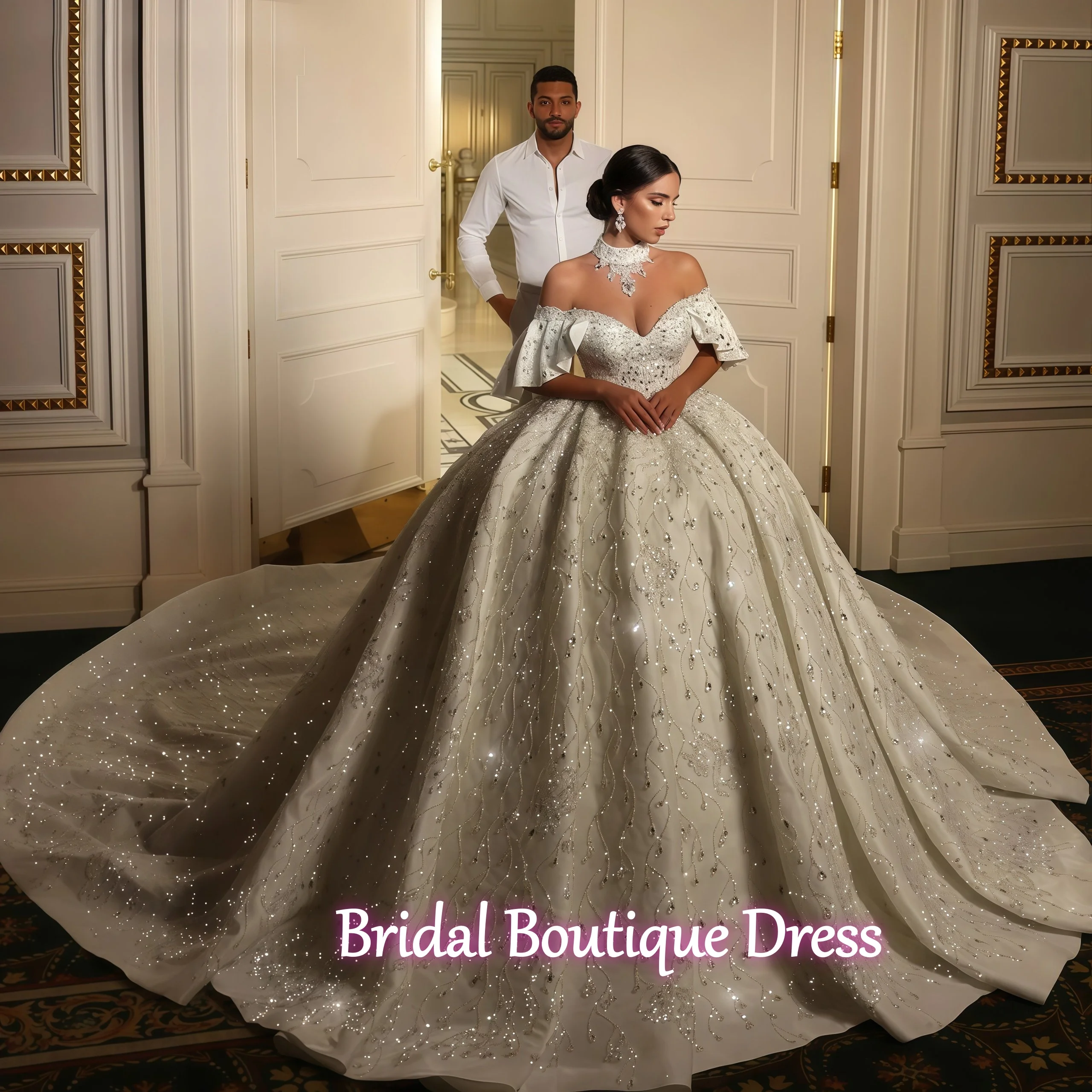 Изысканные свадебные платья на заказ с блестками и бисером, свадебные платья с открытыми плечами, свадебные платья со шлейфом, Vestidos De
Изысканные свадебные платья на заказ с блестками и бисером, свадебные платья с открытыми плечами, свадебные платья со шлейфом, Vestidos De