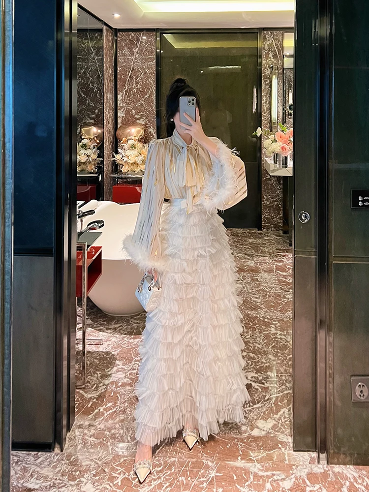 Ele Striped irt And Me f-length Skirt Set with Bowtie for Women High-end Quali Two-piece Faion Ensemble
Ele Striped irt And Me f-length Skirt Set with Bowtie for Women High-end Quali Two-piece Faion Ensemble
