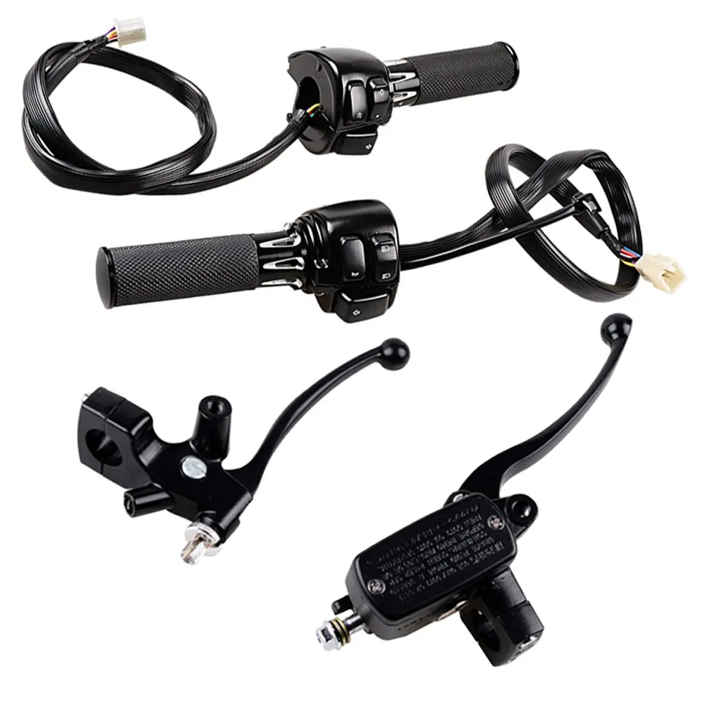 Motorcycle Horn Switch Control + Brake Master Cylinder Clutch Levers + Hand Grips Compatible with 1996-2012 Harley Softail Dyna
Motorcycle Horn Switch Control + Brake Master Cylinder Clutch Levers + Hand Grips Compatible with 1996-2012 Harley Softail Dyna