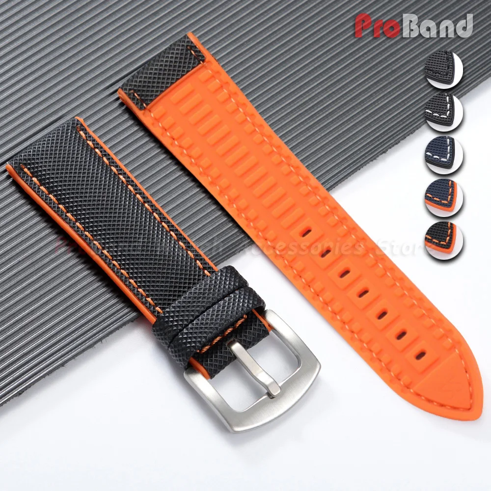 Nylon Sailcloth Rubber Hybrid Watch Straps 20mm 22mm 24mm Men Women Silicone Waterproof Watch Band Orange Blue Black Bracelets
Nylon Sailcloth Rubber Hybrid Watch Straps 20mm 22mm 24mm Men Women Silicone Waterproof Watch Band Orange Blue Black Bracelets
