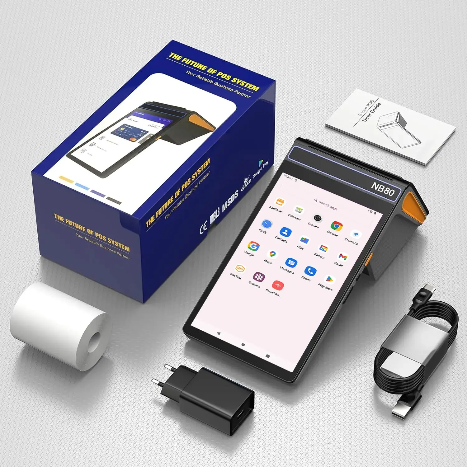 NORYOX NB80 8-дюймовый 3 + 16 ГБ 58 мм принтер Мобильный Pos QR-код Сканер Pos Systems Android 13 Ручной мобильный POS-машинный терминал
NORYOX NB80 8-дюймовый 3 + 16 ГБ 58 мм принтер Мобильный Pos QR-код Сканер Pos Systems Android 13 Ручной мобильный POS-машинный терминал