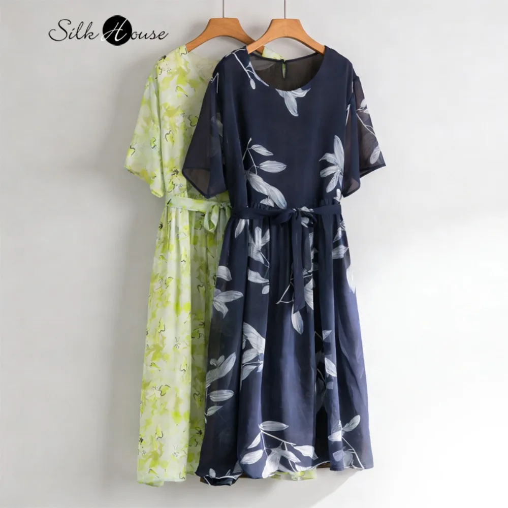 Plus Size Cool Breathable Comfortable Double-layer 100% Natural Mulberry Silk Georgette Versatile Round Neck Short Sleeved Dress
Plus Size Cool Breathable Comfortable Double-layer 100% Natural Mulberry Silk Georgette Versatile Round Neck Short Sleeved Dress