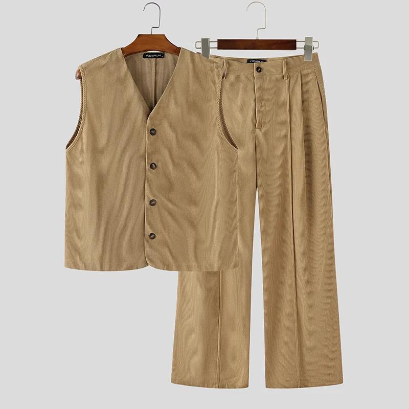 INCERUN Мужские комплекты Вельветовые однотонные жилеты без рукавов с v-образным вырезом и брюки Комплекты из двух предметов Уличная одежда Свободные модные мужские костюмы S-5XL
INCERUN Мужские комплекты Вельветовые однотонные жилеты без рукавов с v-образным вырезом и брюки Комплекты из двух предметов Уличная одежда Свободные модные мужские костюмы S-5XL