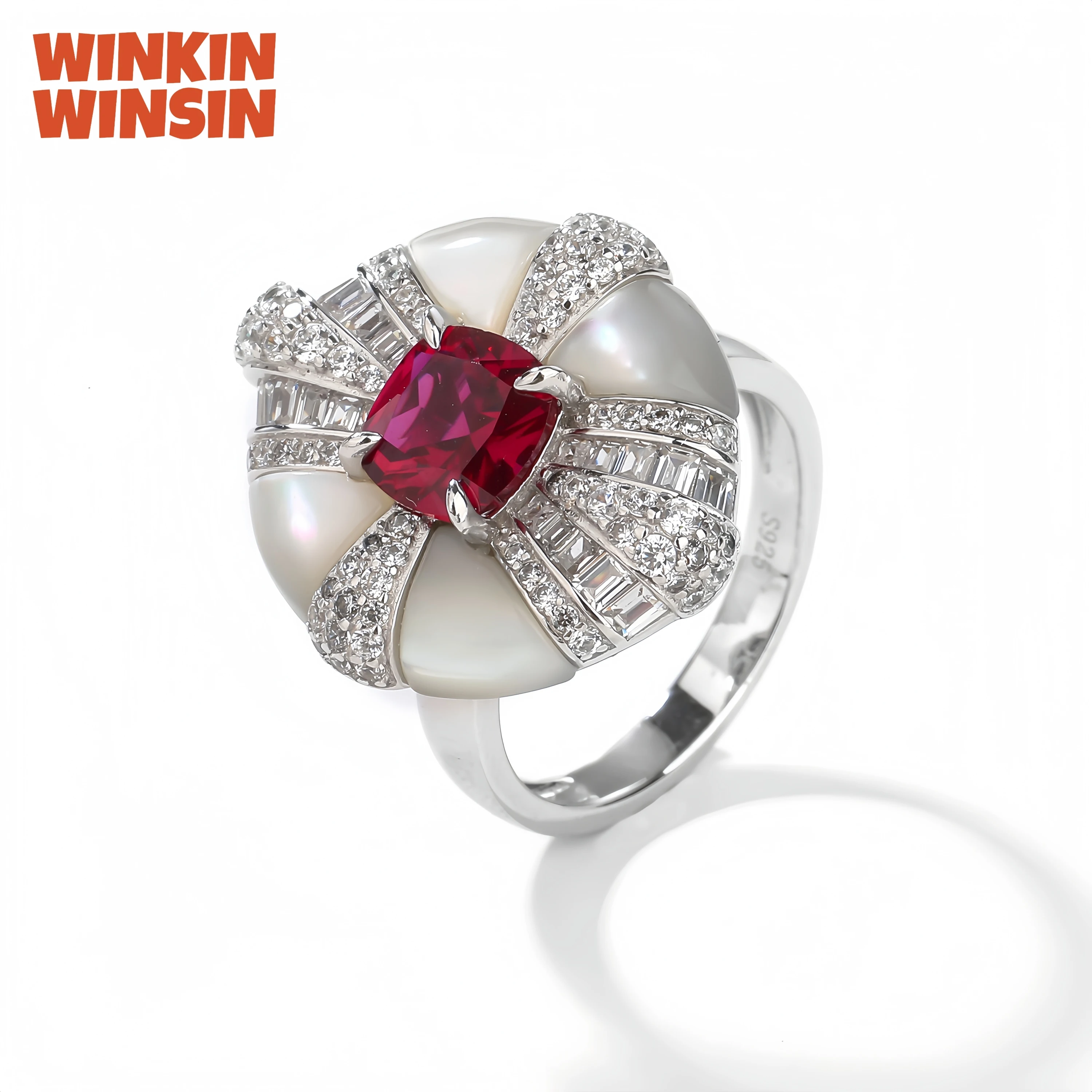 WINKIN WINSIN Brand MST 925 Sterling Silver Round Shell Emerald Ruby Rings Lab Grown High Carbon Diamond Ring Fine Jewelry
WINKIN WINSIN Brand MST 925 Sterling Silver Round Shell Emerald Ruby Rings Lab Grown High Carbon Diamond Ring Fine Jewelry