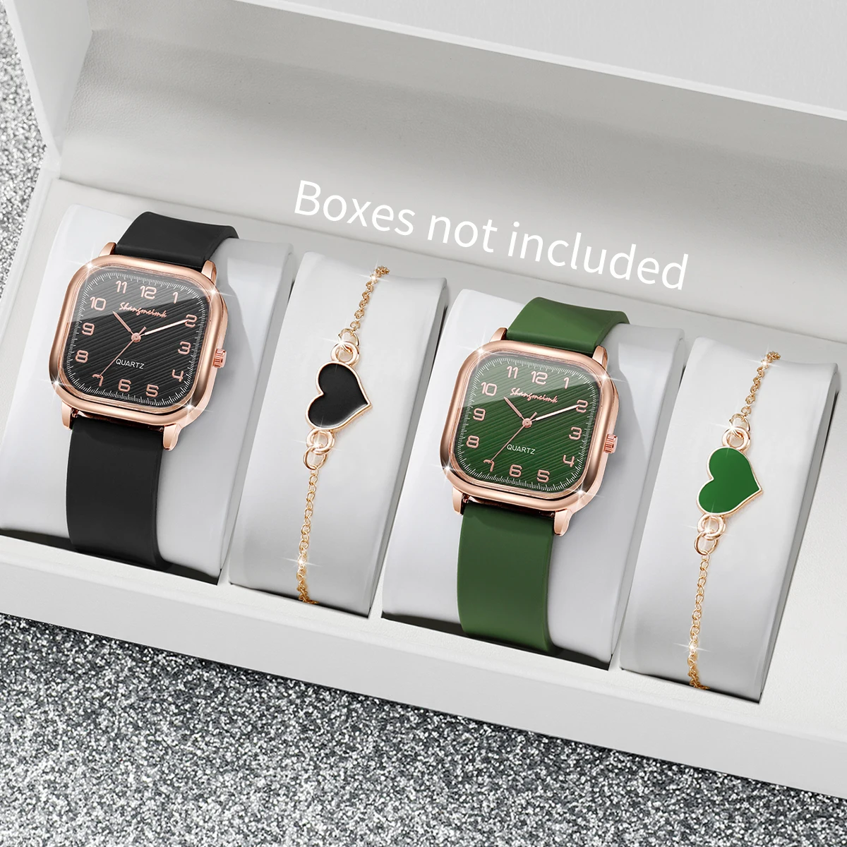 4PCS Fashion Square Arabic Dial Women Watches Heart Bracelets Set Casual Silicone Strap Quartz Watch Reloj Mujer(Without Box)
4PCS Fashion Square Arabic Dial Women Watches Heart Bracelets Set Casual Silicone Strap Quartz Watch Reloj Mujer(Without Box)