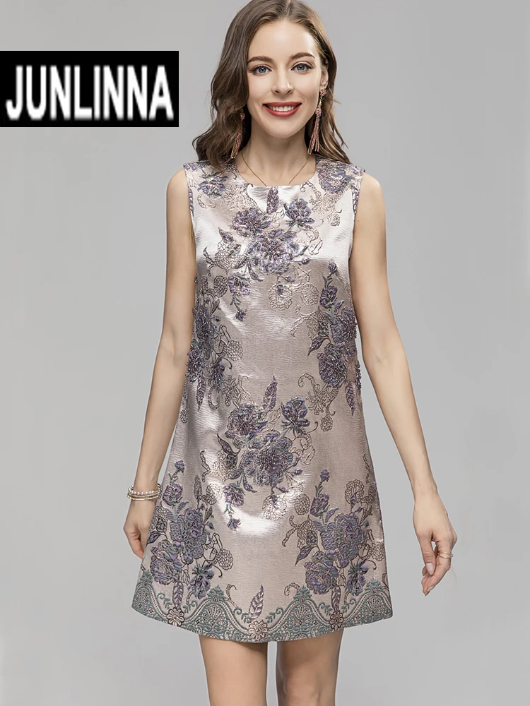 Модные жаккардовые платья JUNLINNA, летние женские повседневные уличные Мини-платья без рукавов с круглым вырезом
Модные жаккардовые платья JUNLINNA, летние женские повседневные уличные Мини-платья без рукавов с круглым вырезом
