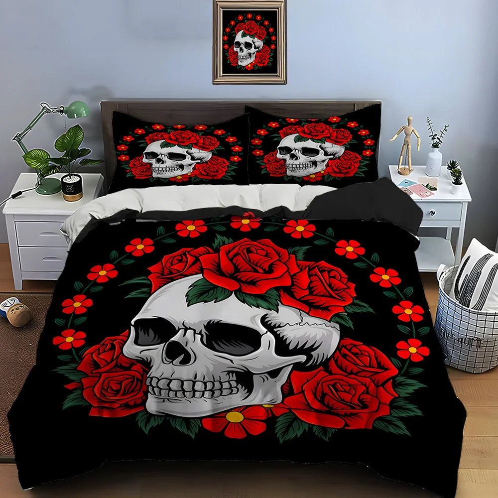 Skull Surrounded by Red Roses Bedding Set for Kids Luxury Gift 3pcs Digital Print Comforter Set Soft Comfortable Breathable
Skull Surrounded by Red Roses Bedding Set for Kids Luxury Gift 3pcs Digital Print Comforter Set Soft Comfortable Breathable