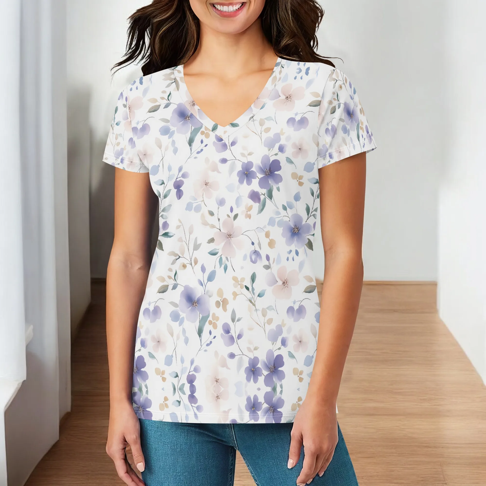 Womens Trendy Dressy Ditsy Floral Graphics Summer Tops V Neck Short Sleeve Shirts Casual Vacation Outfits Printed Tees S-3XL
Womens Trendy Dressy Ditsy Floral Graphics Summer Tops V Neck Short Sleeve Shirts Casual Vacation Outfits Printed Tees S-3XL