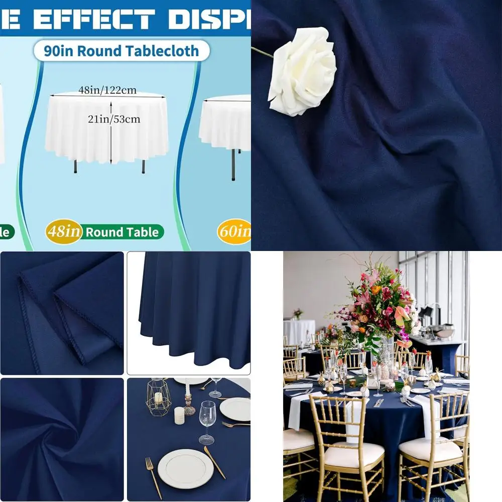 90 Round Navy Blue Polyester Tablecloths, Pack of 10, Stain & Wrinkle Resistant for Weddings, Parties, Dining & Camping
90 Round Navy Blue Polyester Tablecloths, Pack of 10, Stain & Wrinkle Resistant for Weddings, Parties, Dining & Camping