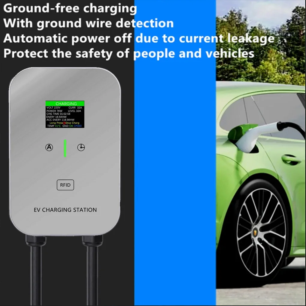 EV Charging Station 7KW 32A Charging Station Electric Car Color Screen EV Charging Station With 5M Cable Safe
EV Charging Station 7KW 32A Charging Station Electric Car Color Screen EV Charging Station With 5M Cable Safe