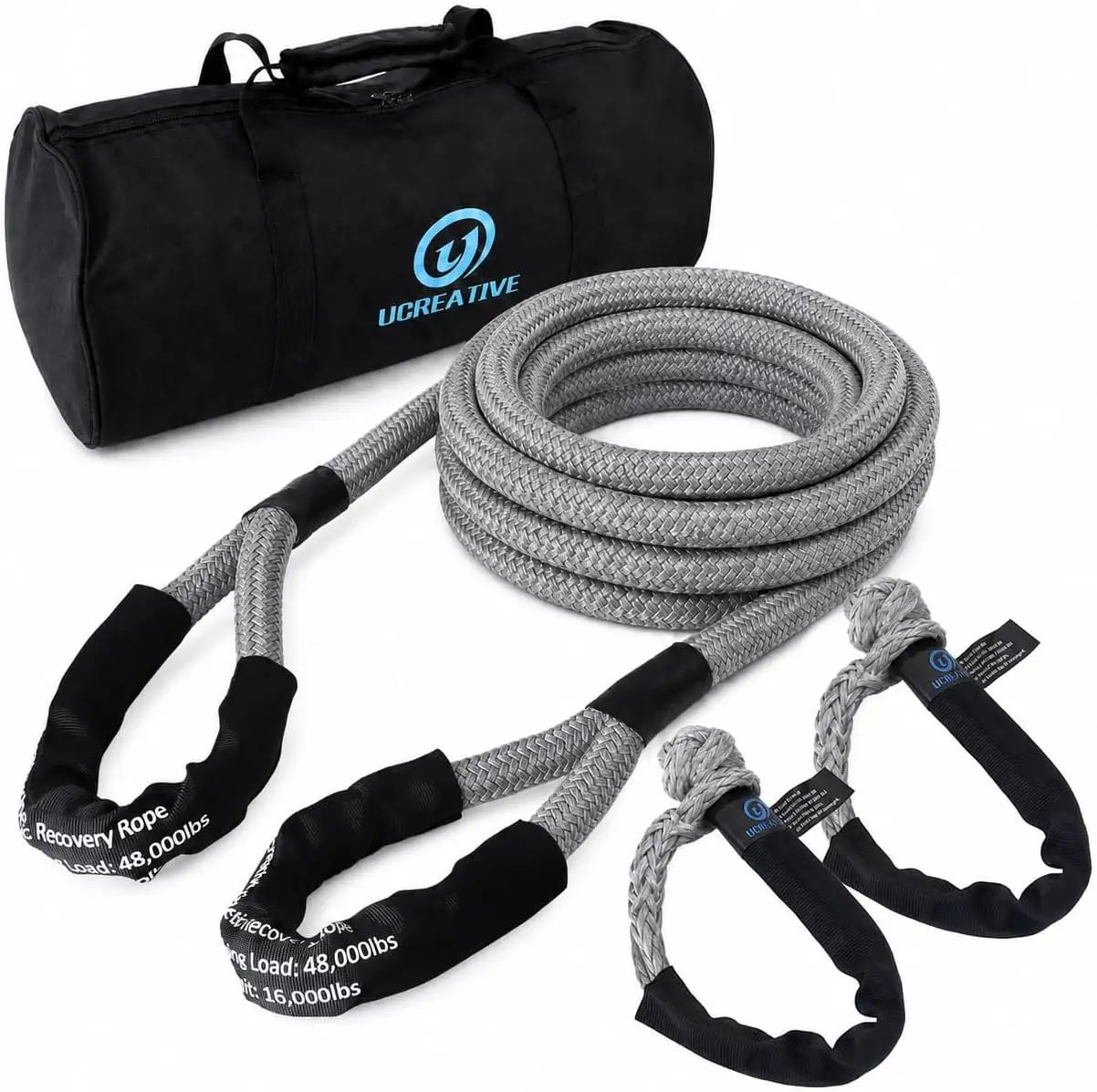 1" x 30' Kinetic Recovery Rope Kit 48,000 lbs Breaking Strength with 2 Soft Shackles for Off-Road SUV Truck Gray
1" x 30' Kinetic Recovery Rope Kit 48,000 lbs Breaking Strength with 2 Soft Shackles for Off-Road SUV Truck Gray