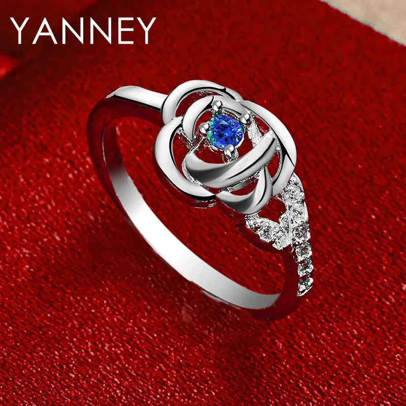 Fashion 925 Sterling Silver 7-10# Fine Blue Rose Zircon Ring For Women Wedding Charm Engagement Party Jewelry Accessories
Fashion 925 Sterling Silver 7-10# Fine Blue Rose Zircon Ring For Women Wedding Charm Engagement Party Jewelry Accessories