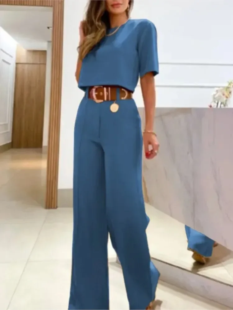 2023 Spring Summer New Two Piece Set Women Solid Color O Neck Cropped T Shirt High Waist Wide Leg Pants Casual Sets Streetwear
2023 Spring Summer New Two Piece Set Women Solid Color O Neck Cropped T Shirt High Waist Wide Leg Pants Casual Sets Streetwear